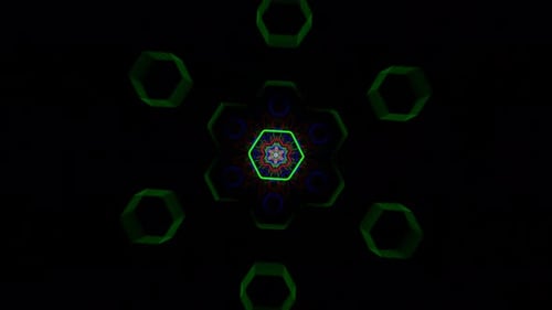 Nahtloser Loop-Science-Fiction-Animationshintergrund mit hellem leuchtendem Neonlicht.