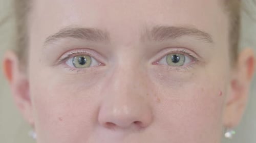 Close Up of Blinking Eyes of Young Woman