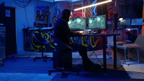 Cracker ist glücklich nach erfolgreicher Piraterie von Software- und Videospielveröffentlichungen