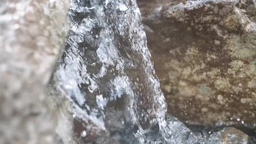 Pure Fresh Water Stream In Mountains Clean Water River Flowing