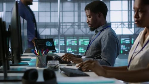 Data Center Engineers Maintaining Company Network Infrastructure