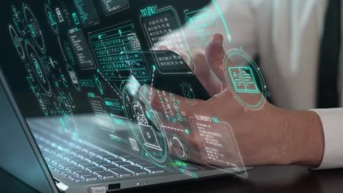 Handling a Laptop Paired with a Holographic Projection Screen