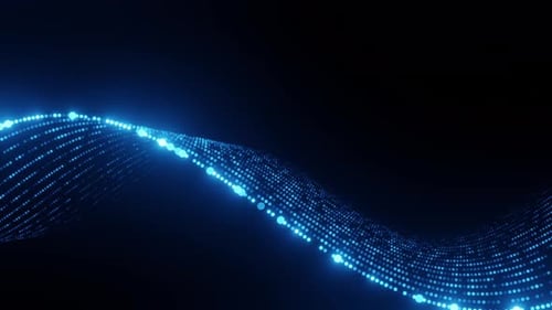 Abstract Blue Glowing Particle Wave Background Animation