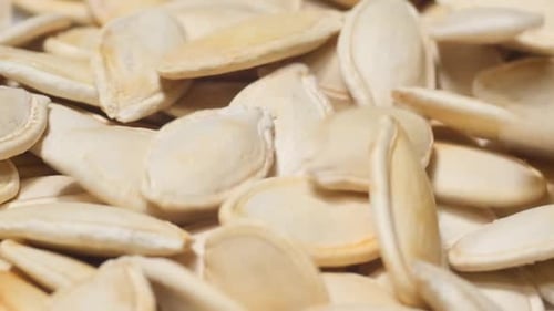 Pile of Dried Pumpkin Seeds Close Up