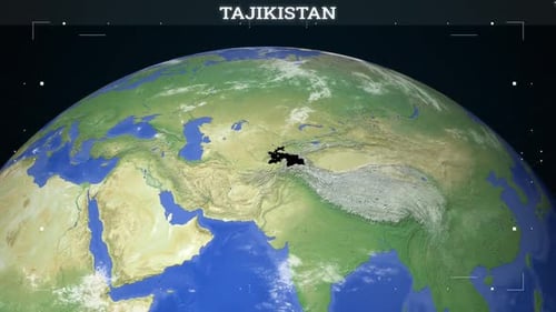 Earth Globe Zoom In with Country Highlight and Digital HUD