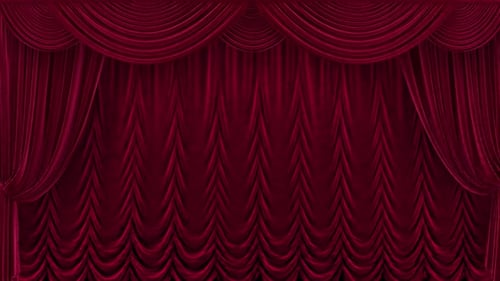 Velvet Red Theater Curtains with Lift Up Curtains with Alpha Channel