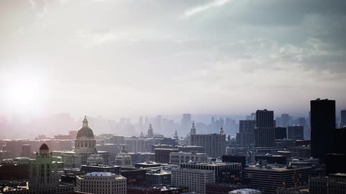 Time-Lapse Cityscape with Moving Clouds