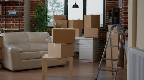 Cardboard Boxes Stacked in a Home Interior
