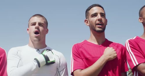 Athletic Team Standing United Outdoors