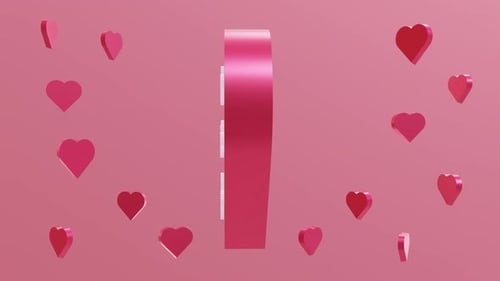 Happy Valentine's Day Title with Rotating 3D Hearts