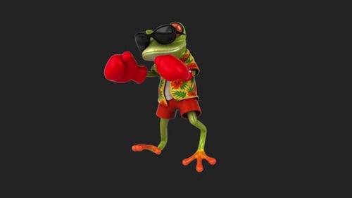 Lustiger grüner Frosch mit 3D-Cartoon (mit Alphakanal)