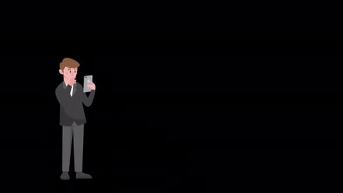 Boy with Phone in Hand Alpha Channel 4K