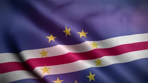 Realistic Cape Verde National Flag Waving Loop
