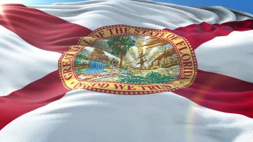 Realistic Florida State Flag Waving in Wind Animation