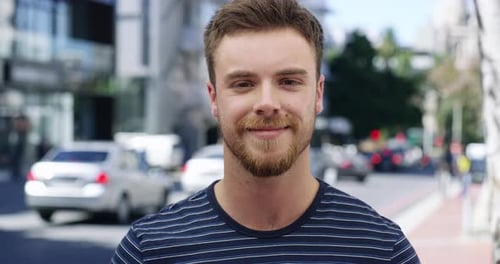 Smiling Young Adult Man Close Up Portrait