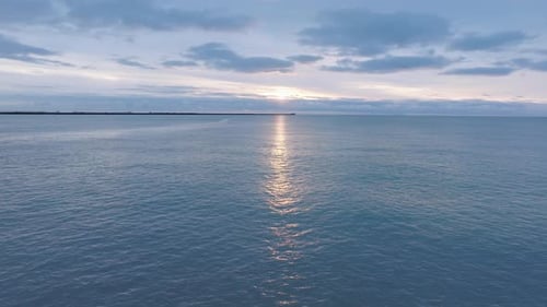 Beautiful aerial establishing view of Karosta (Liepaja) concrete coast fortification ruins, vibrant