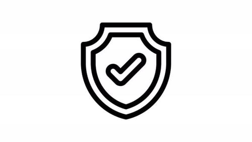 Animated Line Art Security Shield with Checkmark Icon