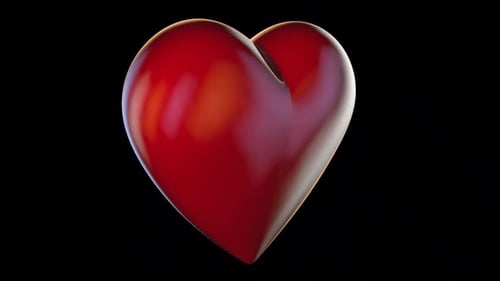 Red Glossy Heart Rotation Animation