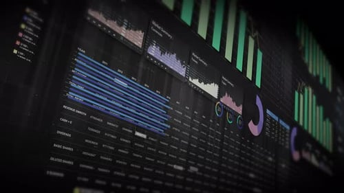 Animated Corporate Financial Data Dashboard Display