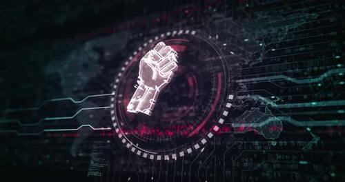 Fight freedom rebelion with fist symbol loop digital concept