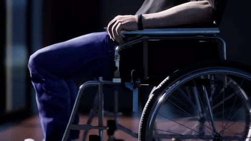 Animated 3D Wheelchair User Propelling Forward