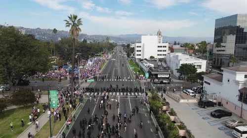 Large Protest with police on scene