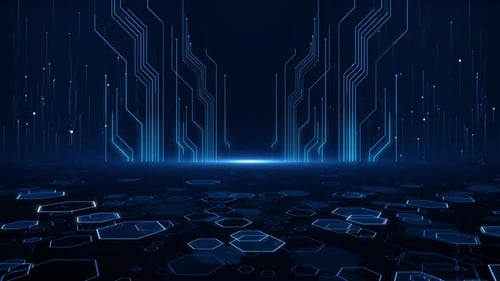 Futuristic Blue Circuit Board Data Flow Background Loop