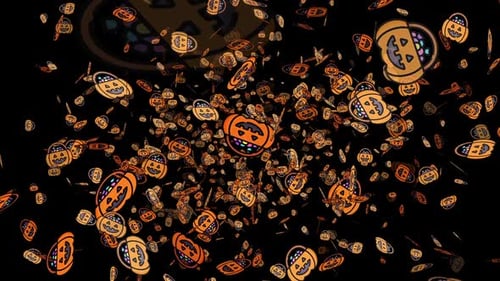 Falling Halloween Pumpkin Candy Buckets Animation