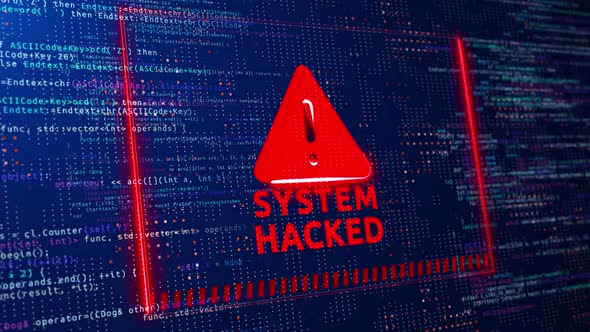 Warning of a system hacked. Virus, cyber attack, malware concept.3d ...