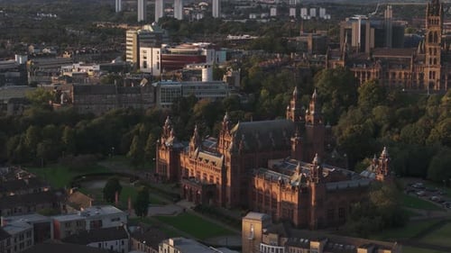 Aerial view of beautiful Glasgow cityscape, Scotland, United Kingdom.