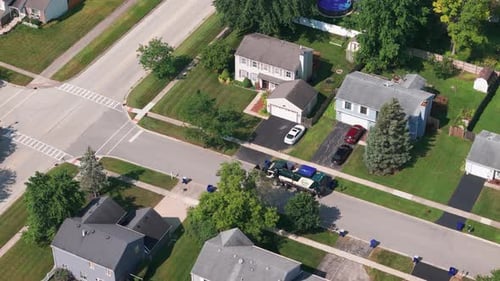 Drone View of Garbage Truck Collecting Trash