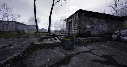 Gritty Abandoned Post-Apocalyptic Environment 3D Pan