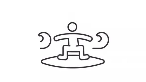 Animated Outline Surfer Icon on Waves