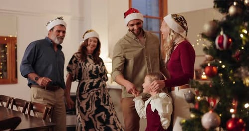 Family Celebrating Christmas at Home