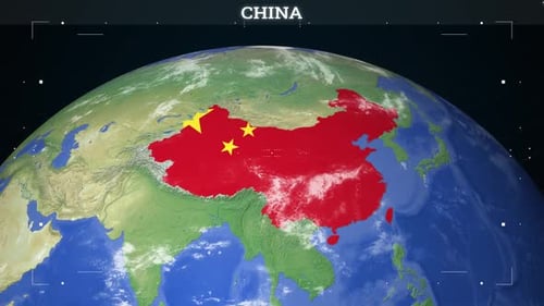 China Map From Earth With Flag