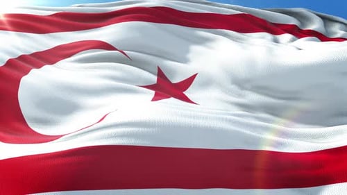 Realistic Waving Flag of Northern Cyprus Seamless Loop