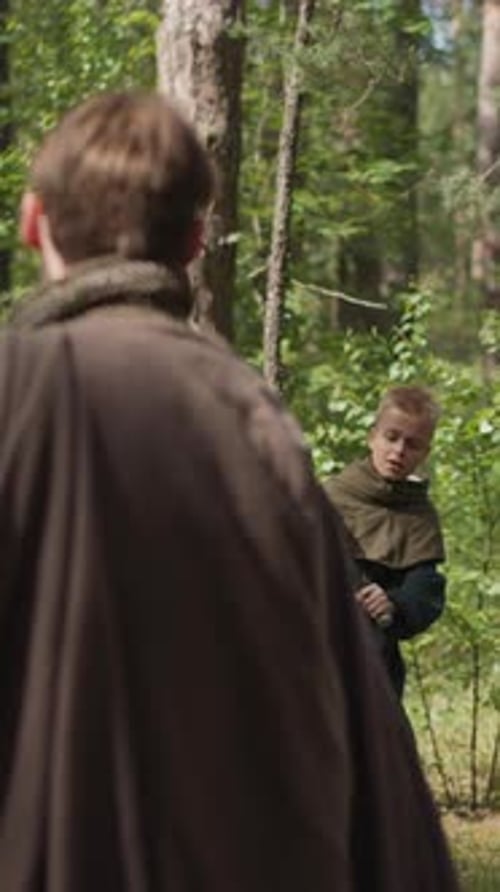 Medieval Sword Fight in Forest, Vertical Video