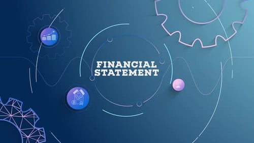 Infographic Financial Statement Blue Background Looped