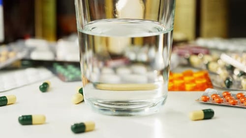 Effervescent Tablet Dissolving in Glass of Water