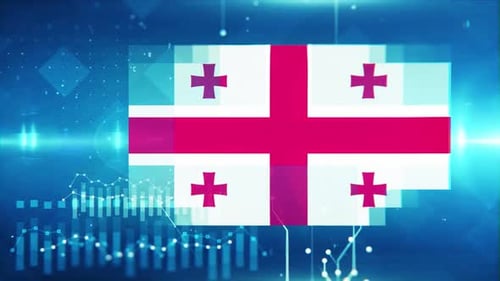 Georgia Flag On Economy Background And Graph