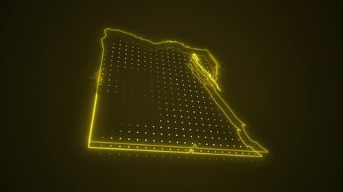 Animated Egypt Map Neon Outline Reveal