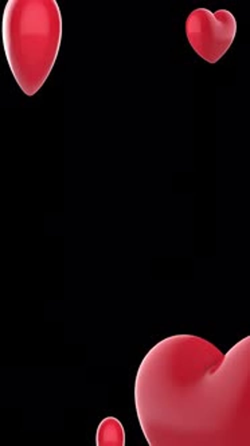 Glossy 3D Red Hearts Floating Animation