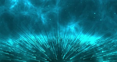 Futuristic Magic Abstract Planet Surface with Colorful Fog Glittering Dots Sparkling Particles and