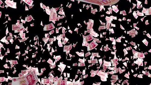 Money rain. Chinese Yuan