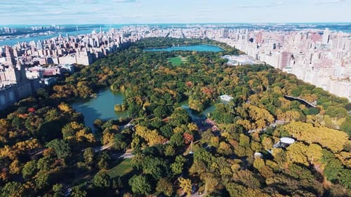Central Park and Manhattan Skyline Aerial Panorama