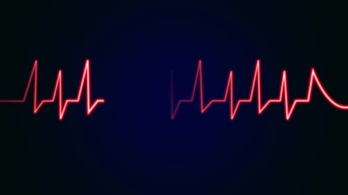 Heartbeat monitor EKG line monitor showing heart pulse .Neon sign heartbeat signal animation