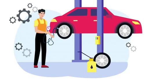 Car Service Centre Character Animation Scene