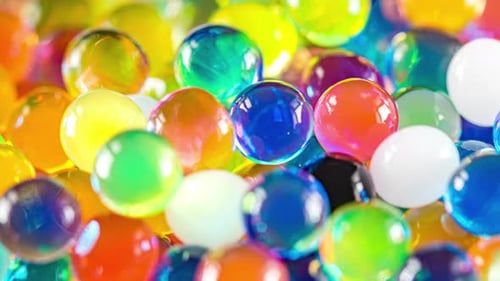 Close Up of Brightly Colored Water Beads