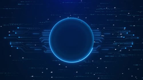 Futuristic Technology Background Loop with Digital Circuitry and AI Data