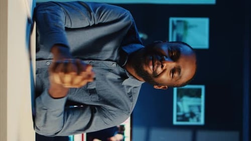 Man Explaining Something Online in a Video Conference